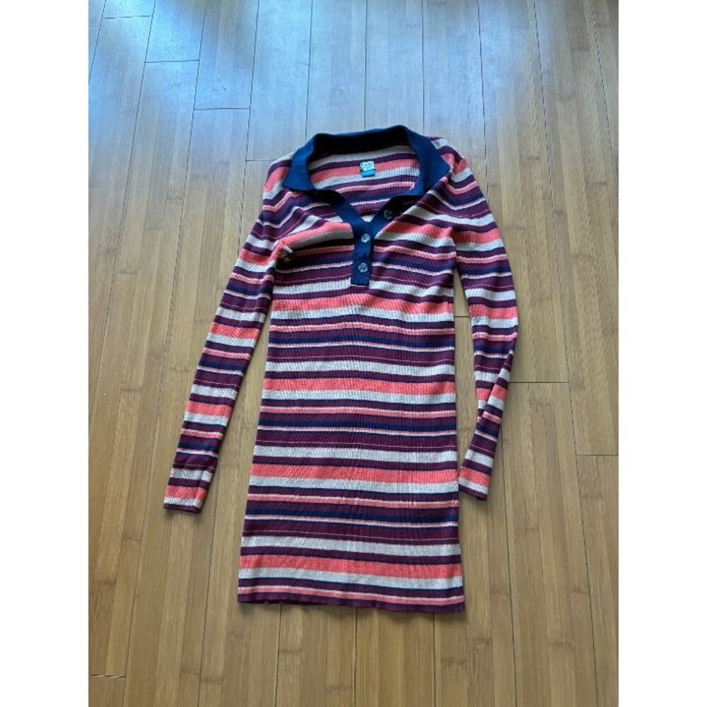 Kavu pink orange sweater striped dress long sleeve medium